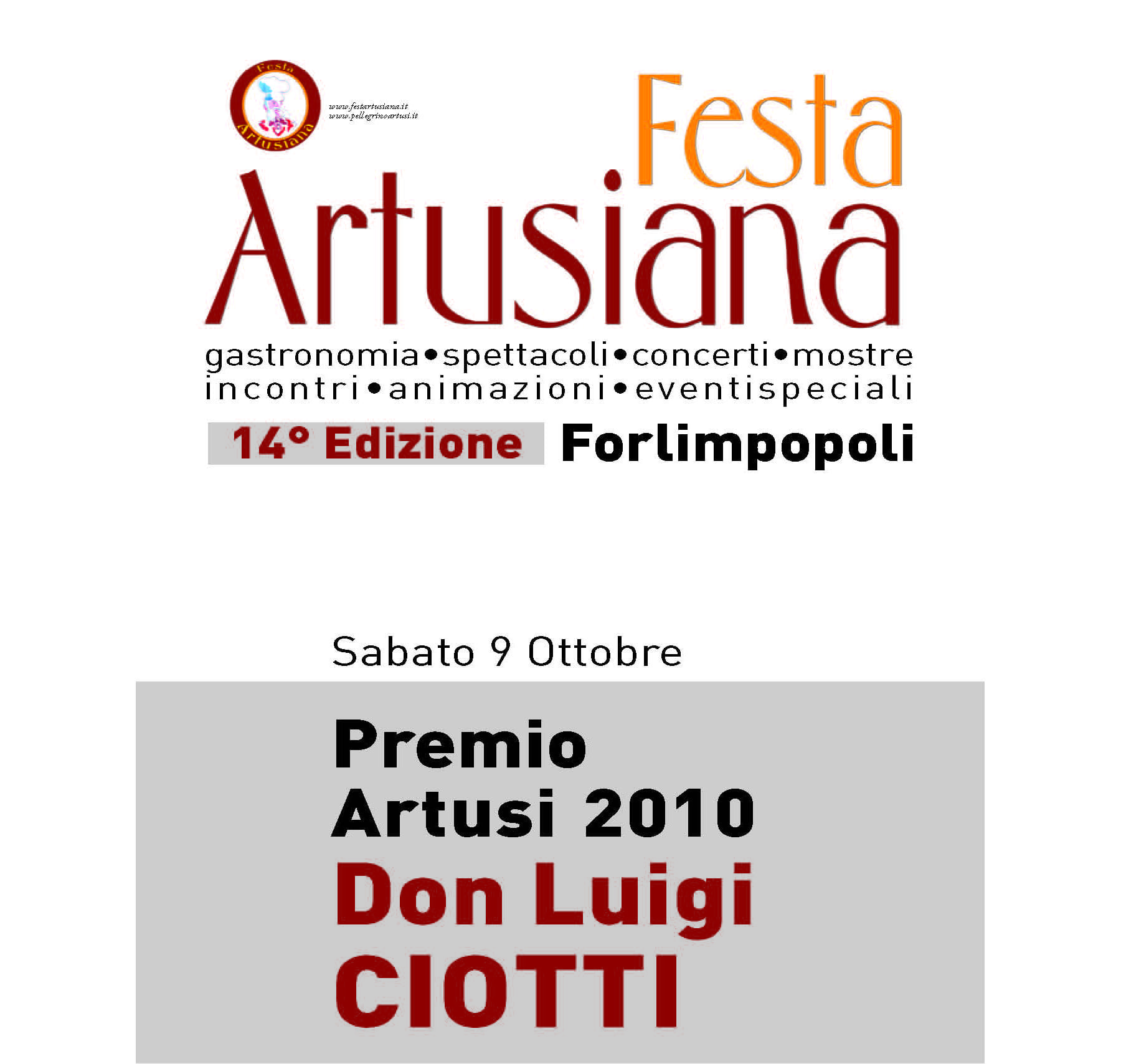 Don Luigi Ciotti, il fondatore di Libera, ritira il Premio Artusi 2010