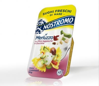 Gustoso, leggero e subito pronto: E’ il Sugo fresco di mare Nostromo al merluzzo, con olive taggiasche e zucchine