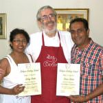 Deena Naidoo, the winner of MasterChef 2012 South Africa, is awarded by a Master of Cooking in Bologna by Big Carlo
