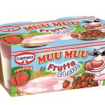 cameo presenta Muu Muu Frutta & Latte: un budino al gusto di pesca o fragola, con macchie al gusto vaniglia