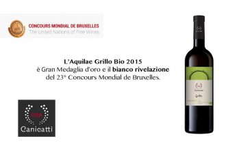 Concorus Mondial de Bruxelles: Aquilae Grillo Bio conquista la Gran Medaglia d’oro e il titolo di Vino Bianco Rivelazione