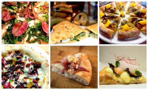 Sei nuove pizze 2017: dall'alto a sinistra, in senso orario, quelle di Padoan, Coccia, Ricci, Ravagnan, Pappalardo e Masi