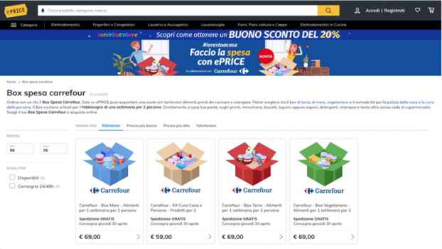 ePRICE sigla un accordo con Carrefour Italia per la vendita online de gli Essenziali
