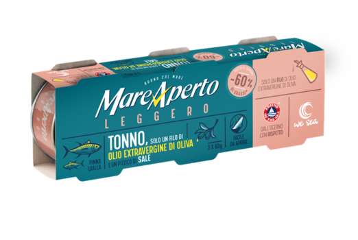 Con “Leggero” di Mare Aperto in tavola arriva tutto il gusto del tonno, con il 60% di grassi in meno*