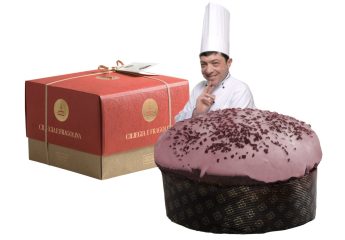 Panettone Fiasconaro Ciliegia e Fragolina, con essenza di menta e note di cioccolato rosa 