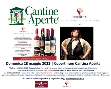 Cantine Aperte alla Cupertinum domenica 28 maggio
