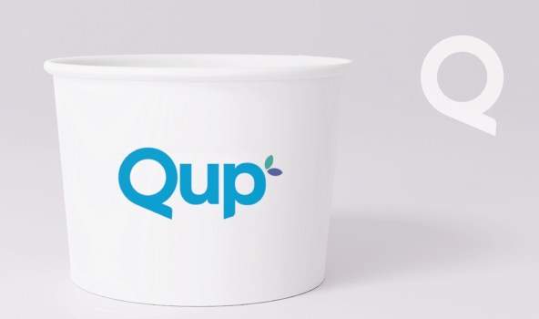 Gondola packaging lancia Qup: la prima coppetta di gelato in sola carta rivestita con Qwarzo