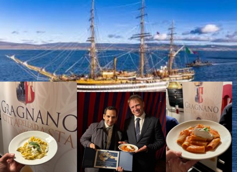 Il Consorzio di Tutela della Pasta di Gragnano IGP premiato come “Ambasciatore della Qualità Italiana nel Mondo” a bordo dell’Amerigo Vespucci